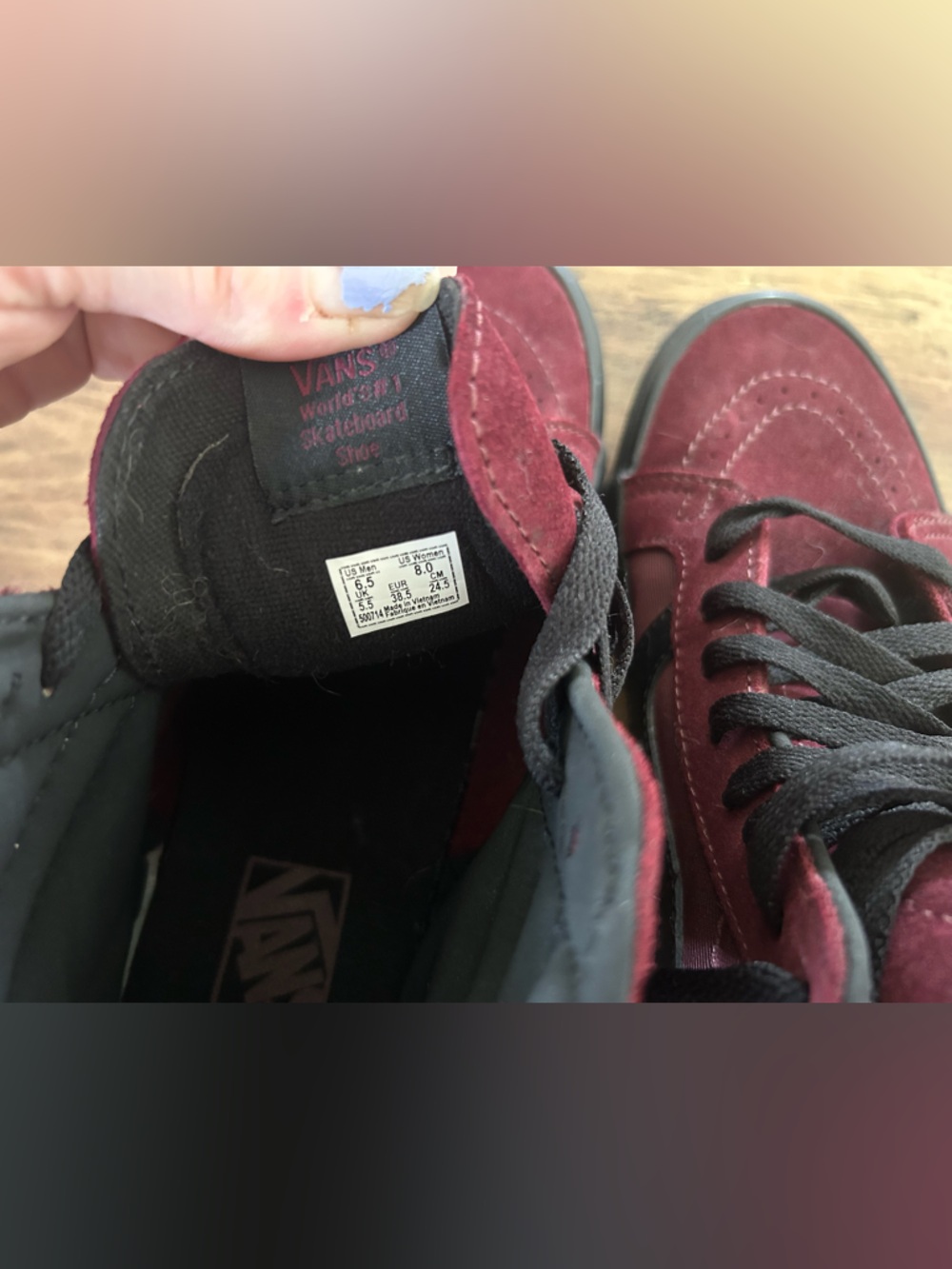 Vans Burgundy Suede High-Top Old Skool Sneakers - Picture 8 of 10
